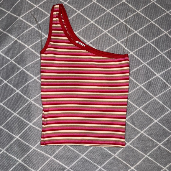 Cotton On Asymmetrical Red and White Fitted Tank Top - Picture 1 of 2